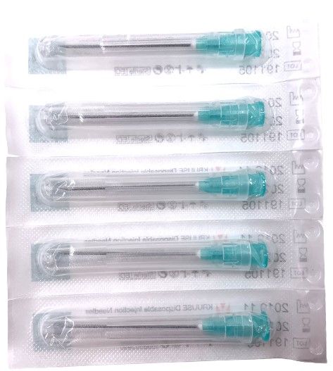 disposable needle plastic green hub 21g x 1 per 100pieces
