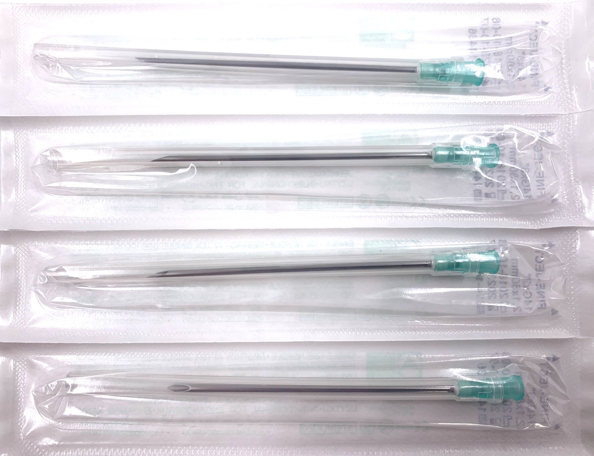 mint green disposable needle 21 x 80mm 14g x 3 per 100 pieces